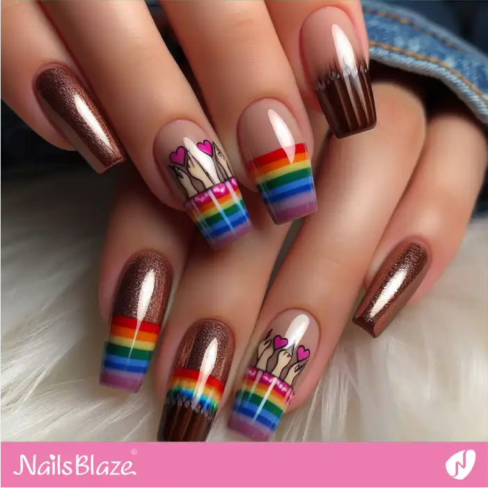 Rainbow Love Hearts Flag Nail Design | Pride | LGBTQIA2S+ Nails - NB2046